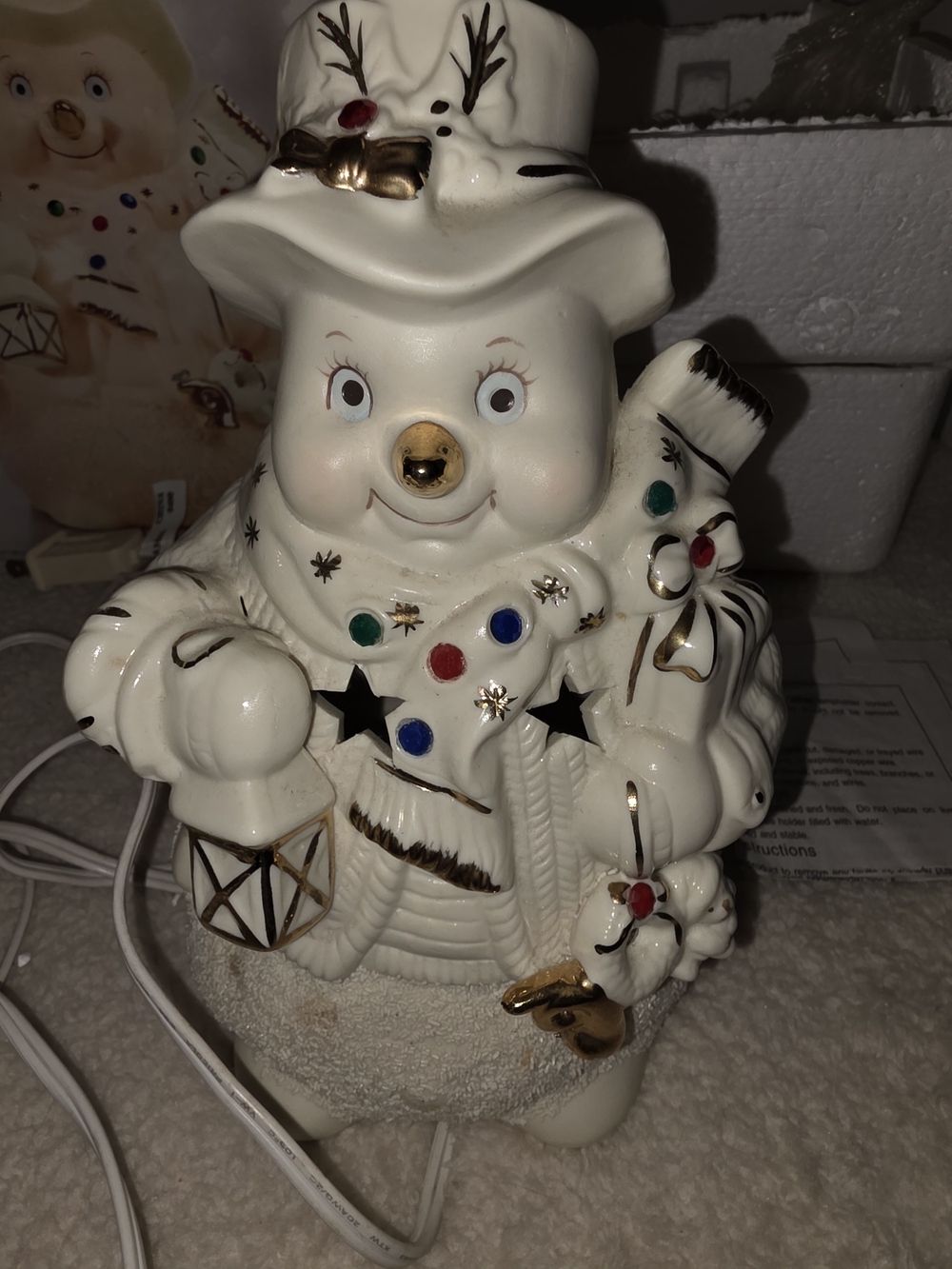 jcpenney Home Collection Gray Porcelain Snowman Lamp Box
